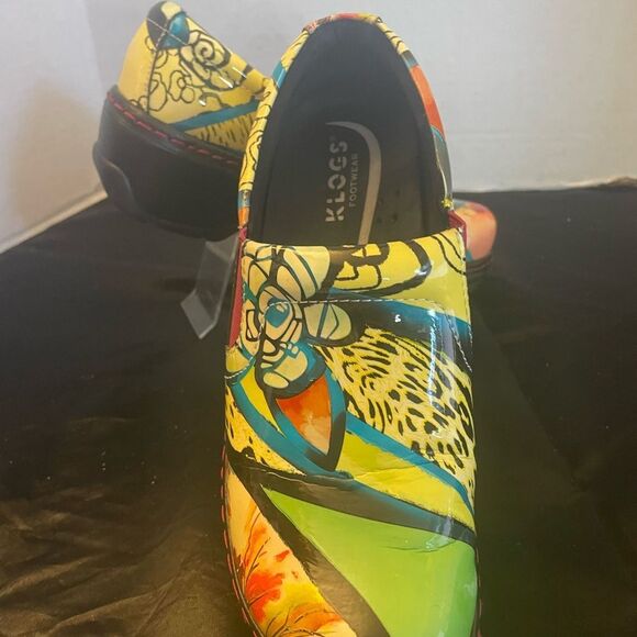 Klogs Naples Size 8 M Patent Leather Multi Color Floral Slip On Shoes Clogs - Picture 2 of 11